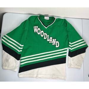 Vintage K1 Made In USA Woodland Hockey Green White Black Jersey Size Small